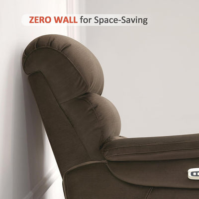 MCombo Zero Wall-Hugger Power Recliner Chair with Adjustable Headrest, Perfect for Small Spaces and RV, Fabric ST257