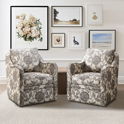 Madison Park Betty Upholstered Swivel Curved Armchair