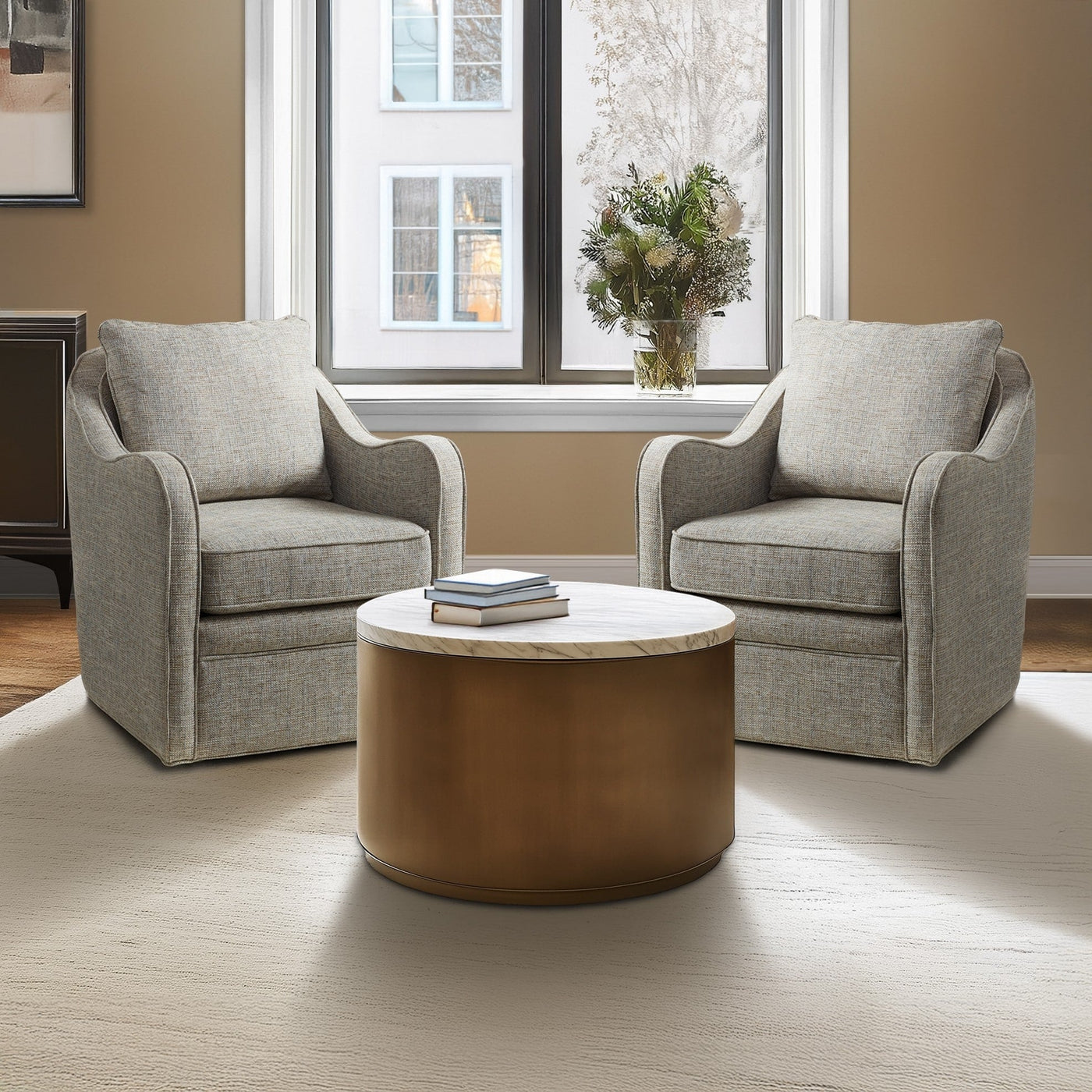 Madison Park Betty Upholstered Swivel Curved Armchair