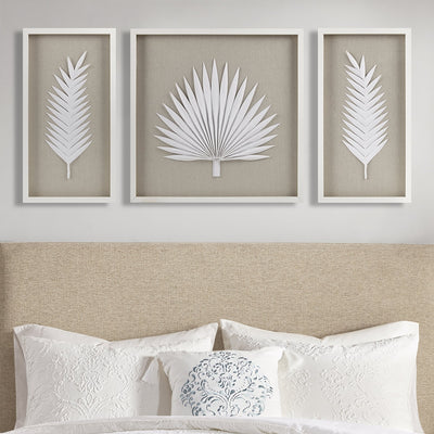 Madison Park Sabal Handmade Framed Rice Paper Palm Leaves 3-piece Shadowbox Wall Decor Set