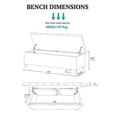 Madison Park Sasha Tufted Top Upholstered Storage Bench