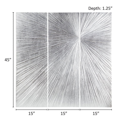 Madison Park Signature Sunburst Hand Painted Triptych 3-piece Dimensional Resin Wall Art Set