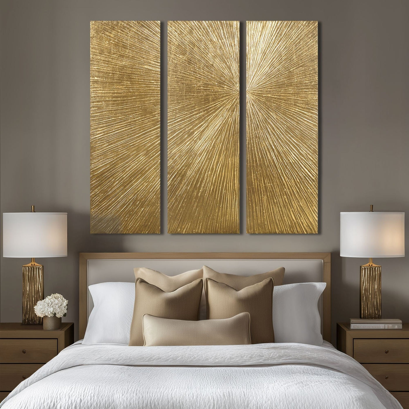 Madison Park Signature Sunburst Hand Painted Triptych 3-piece Dimensional Resin Wall Art Set