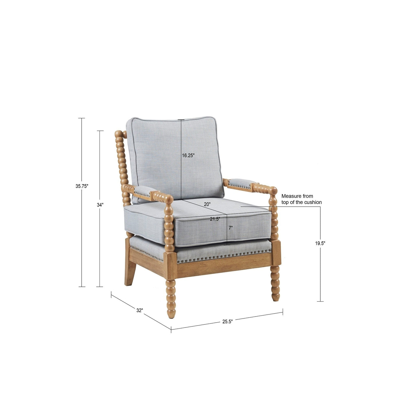 Madison Park Donohue Turned Wood Frame Armchair