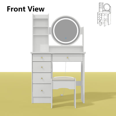 Makeup Vanity Dressing Table Set With Touch Screen Mirror & Stool