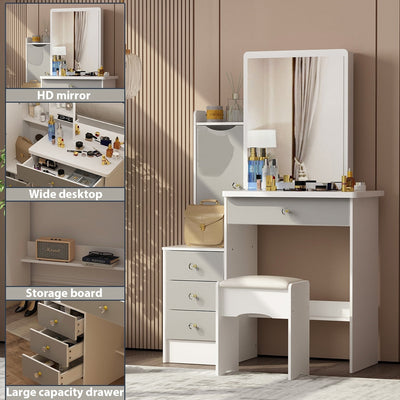 Makeup Vanity Set with Mirror and stool
