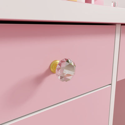 Makeup Vanity Set Table With LED Light &Mirror & Stool