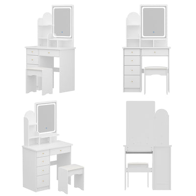 Makeup Vanity Set Table With LED Light &Mirror & Stool