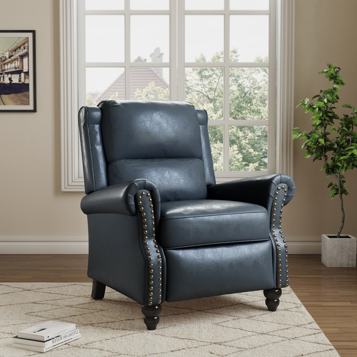 Manual Pushback Recliner Chairs with Nailhead Trim