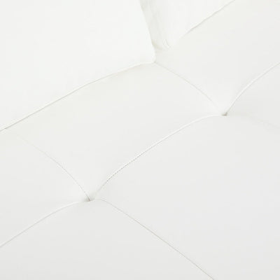 Modern Genuine Leather Sofa with Wooden Legs & Additional Bolster Pillow