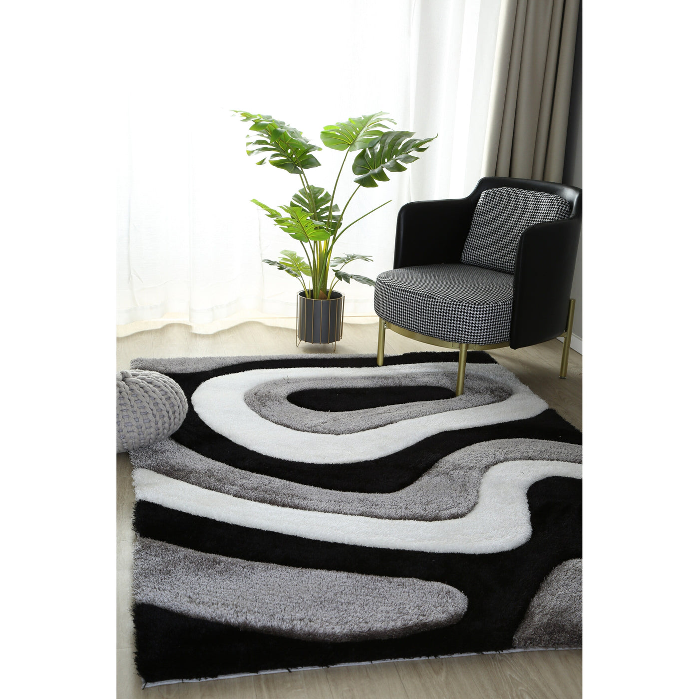 Mateos Shag Abstract Designed Area Rug