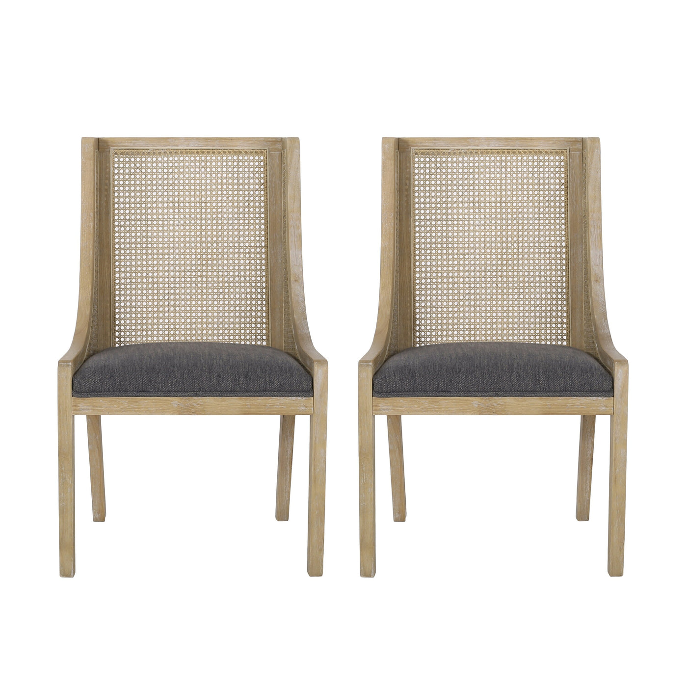 Maurers Cane and Wood Upholstered Dining Chairs (Set of 2) by Christopher Knight Home