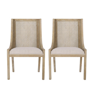 Maurers Cane and Wood Upholstered Dining Chairs (Set of 2) by Christopher Knight Home