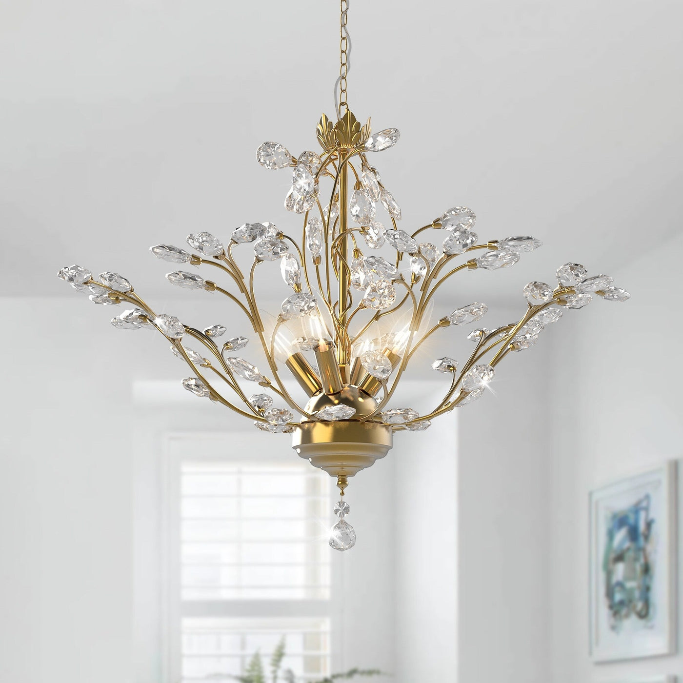 Maxax 4 - Light Unique Classic / Traditional Chandelier with Crystal Accents