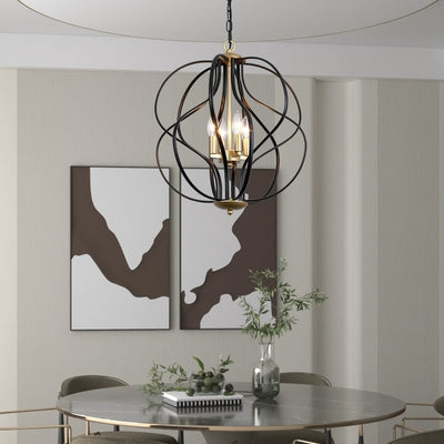 Maxax 4 - Light Unique Geometric Chandelier Wrought Iron Accents - 17.7*17.3*17.3