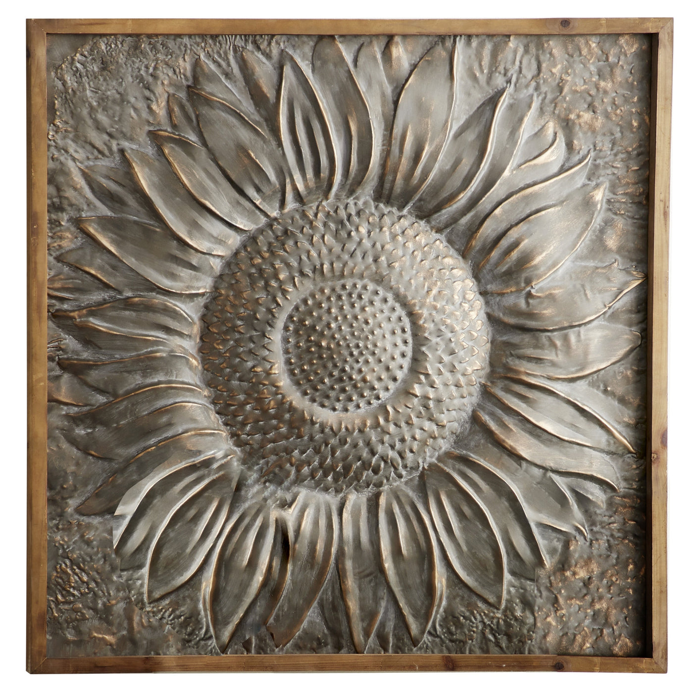 Metal Floral Sunflower Wall Decor with Embossed Details - Gray - Roche River Decor