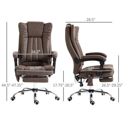 Microfiber Massage Office Chair High Back Ergonomic Recliner Chair with Heat, Footrest and Remote Control