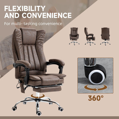 Microfiber Massage Office Chair High Back Ergonomic Recliner Chair with Heat, Footrest and Remote Control