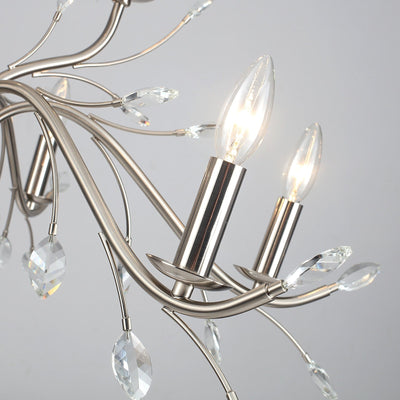 Farmhouse Retro Tree Branch Crystal Chandelier Candle-Style Pendant Light