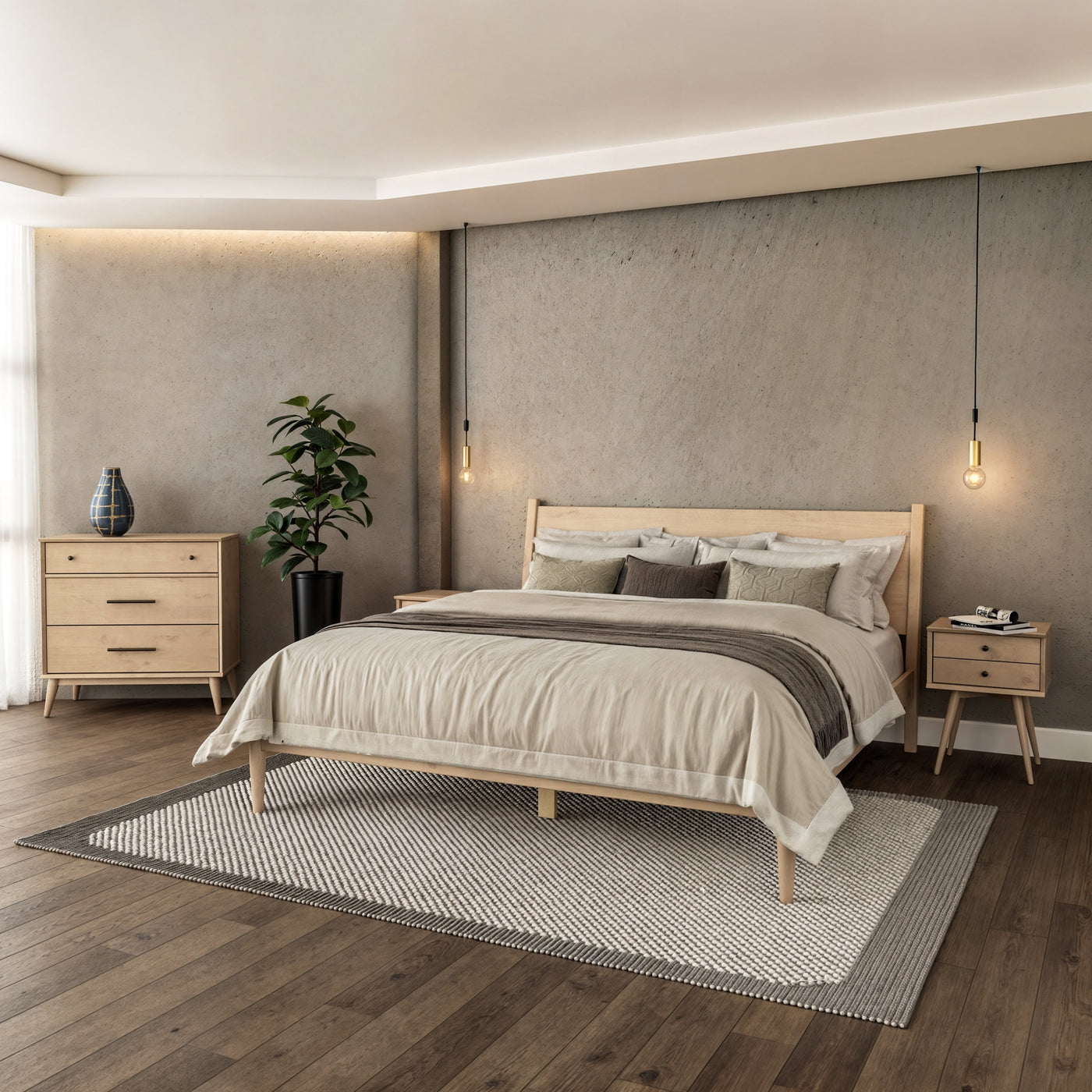 Mid-Century Panel Bed