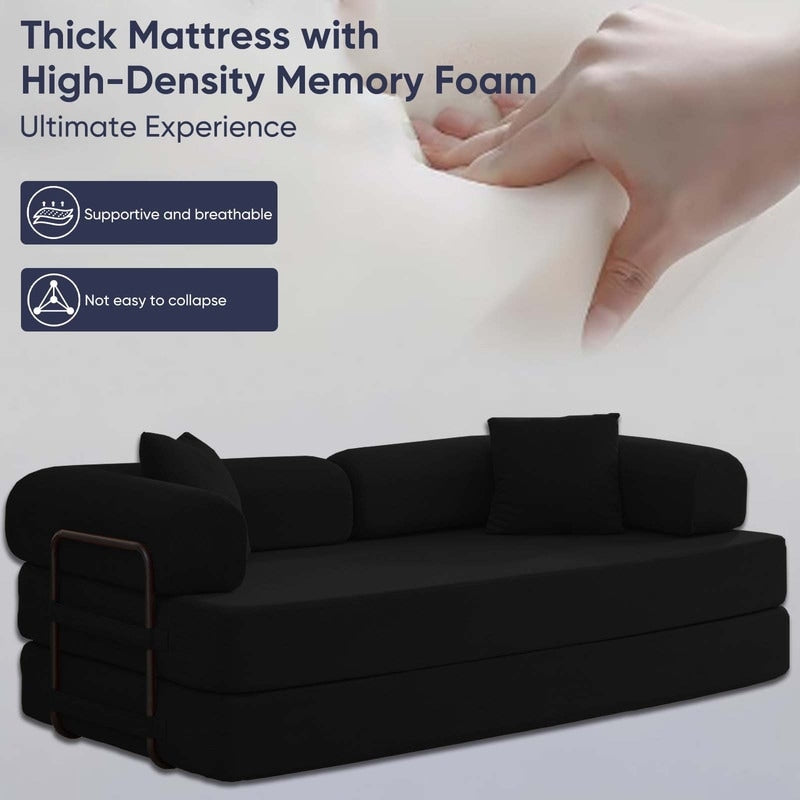 Mixoy Convertible Pull Out Sleeper Sofa Bed with Movable armrest,Folding Mattress Couch,Removable Washable Floor Sofa Bed