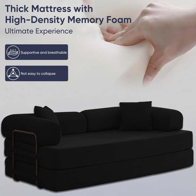 Mixoy Convertible Pull Out Sleeper Sofa Bed with Movable armrest,Folding Mattress Couch,Removable Washable Floor Sofa Bed