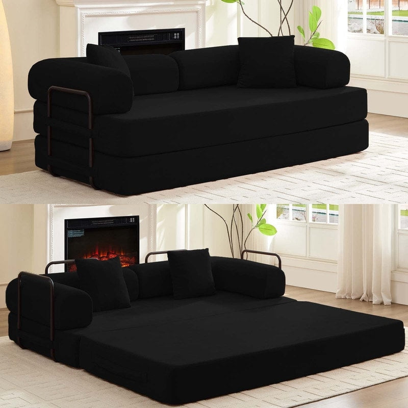 Mixoy Convertible Pull Out Sleeper Sofa Bed with Movable armrest,Folding Mattress Couch,Removable Washable Floor Sofa Bed