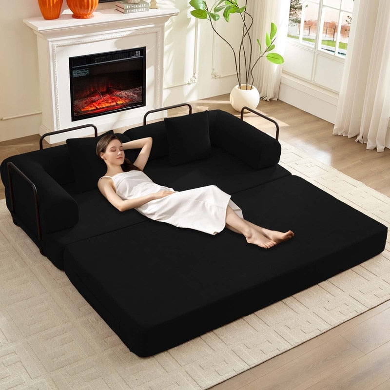 Mixoy Convertible Pull Out Sleeper Sofa Bed with Movable armrest,Folding Mattress Couch,Removable Washable Floor Sofa Bed
