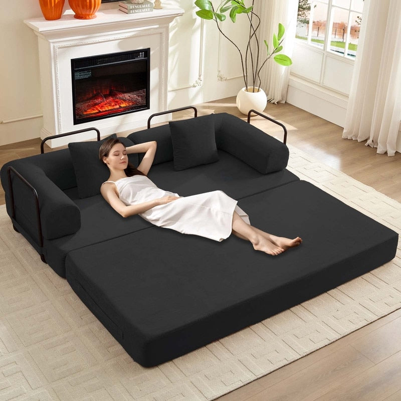 Mixoy Convertible Pull Out Sleeper Sofa Bed with Movable armrest,Folding Mattress Couch,Removable Washable Floor Sofa Bed