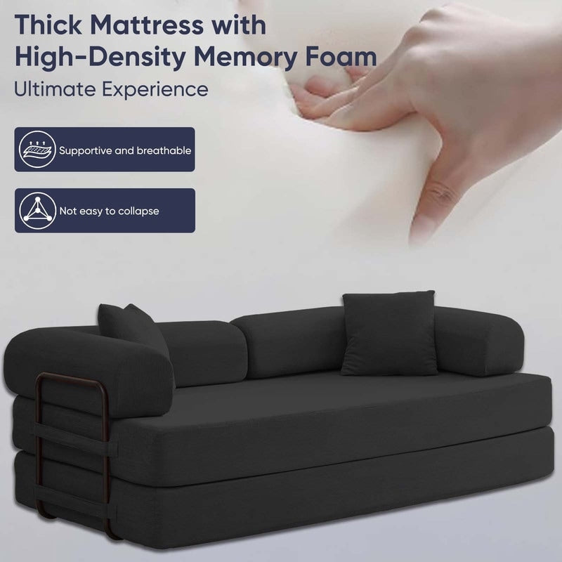 Mixoy Convertible Pull Out Sleeper Sofa Bed with Movable armrest,Folding Mattress Couch,Removable Washable Floor Sofa Bed