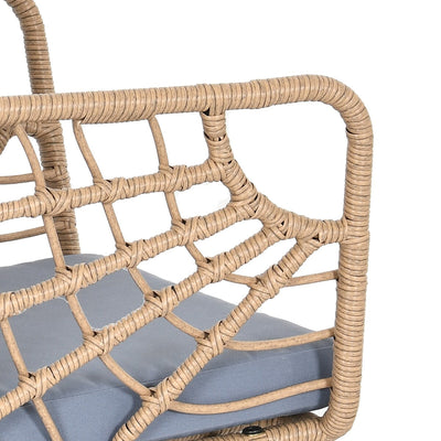 Moasis 3 Pieces Outdoor Wicker Furniture Patio Bistro Set with 2 Chairs and Coffee Table