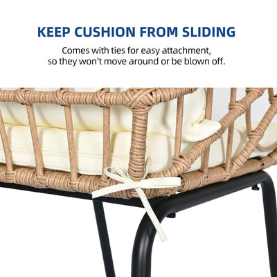 Moasis 3 Pieces Outdoor Wicker Furniture Patio Bistro Set with 2 Chairs and Coffee Table