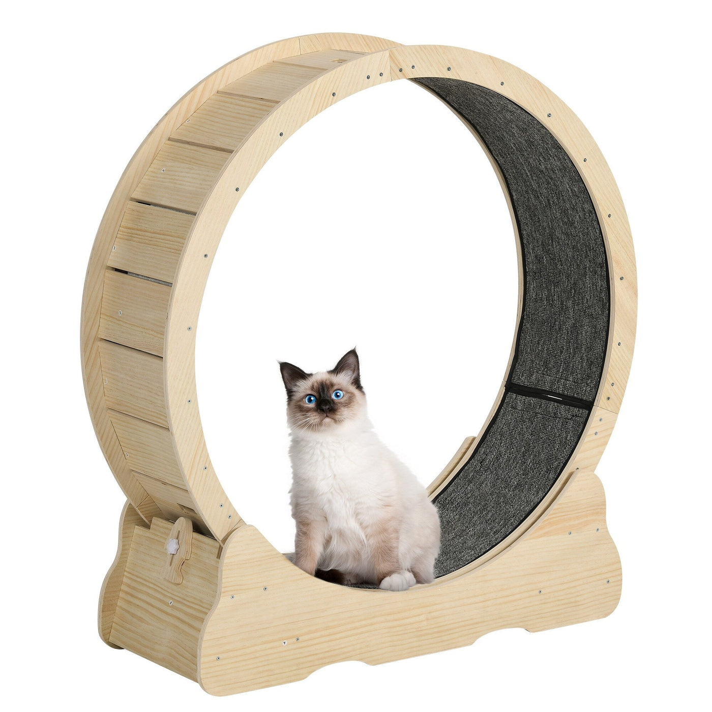Moasis 43.3 inch Wood Large Cat Treadmill Exercise Running Wheel with Carpeted Runway