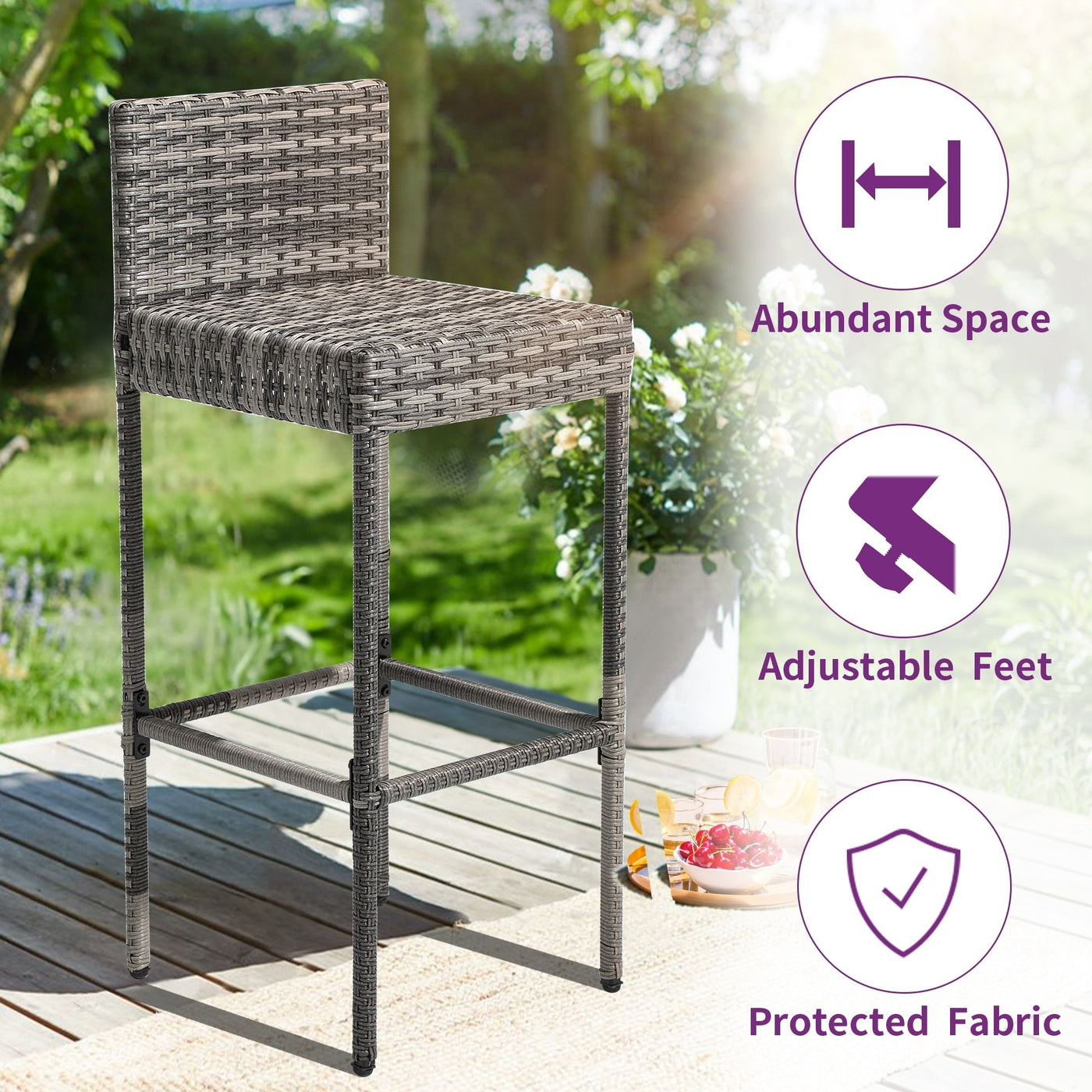 Moasis 5-Piece Outdoor Furniture Wicker Bar Set - 5 PCS