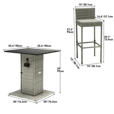 Moasis 5-Piece Outdoor Furniture Wicker Bar Set - 5 PCS