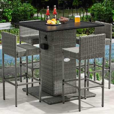 Moasis 5-Piece Outdoor Furniture Wicker Bar Set - 5 PCS