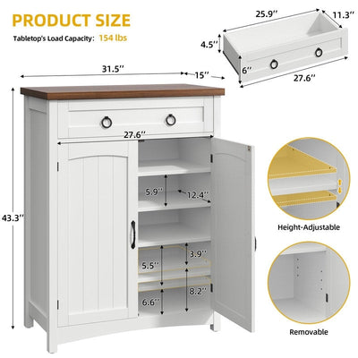 Moasis 5-tier 20 Pair Shoe Storage Cabinet with Double Doors for Entryway