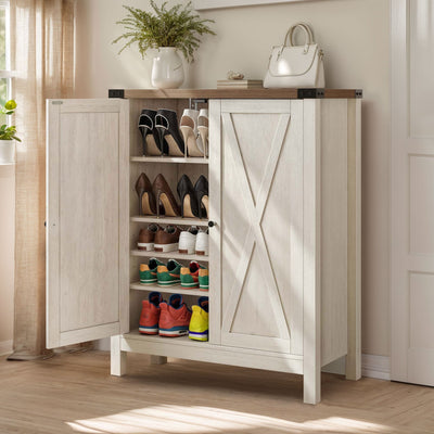 Moasis 5-tier 20 Pair Shoe Storage Cabinet with Double Doors for Entryway