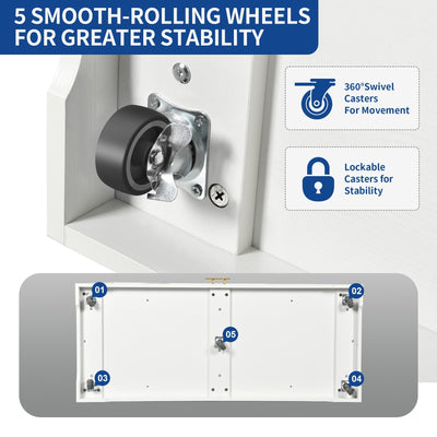 Moasis 53-inch Rolling Kitchen Island Storage Cabinet Portable Mobile Kitchen Cart