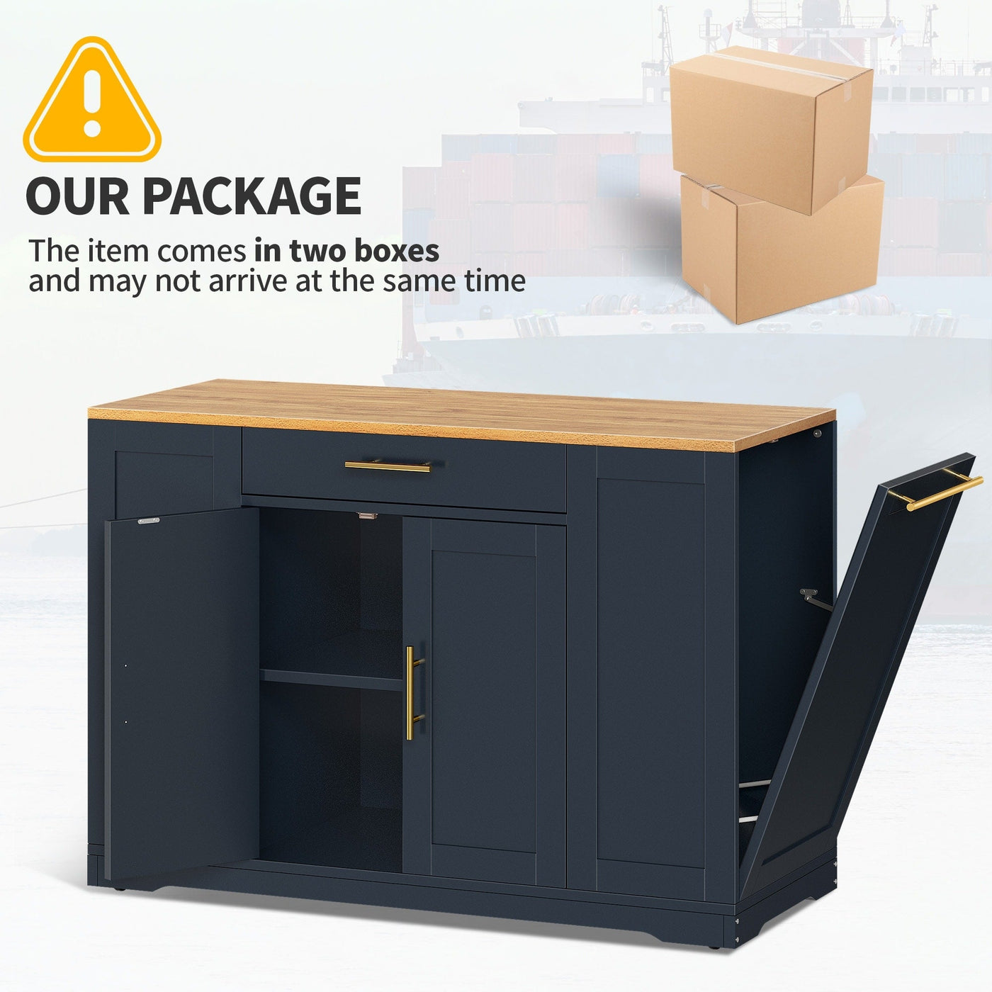 Moasis 53-inch Rolling Kitchen Island Storage Cabinet Portable Mobile Kitchen Cart