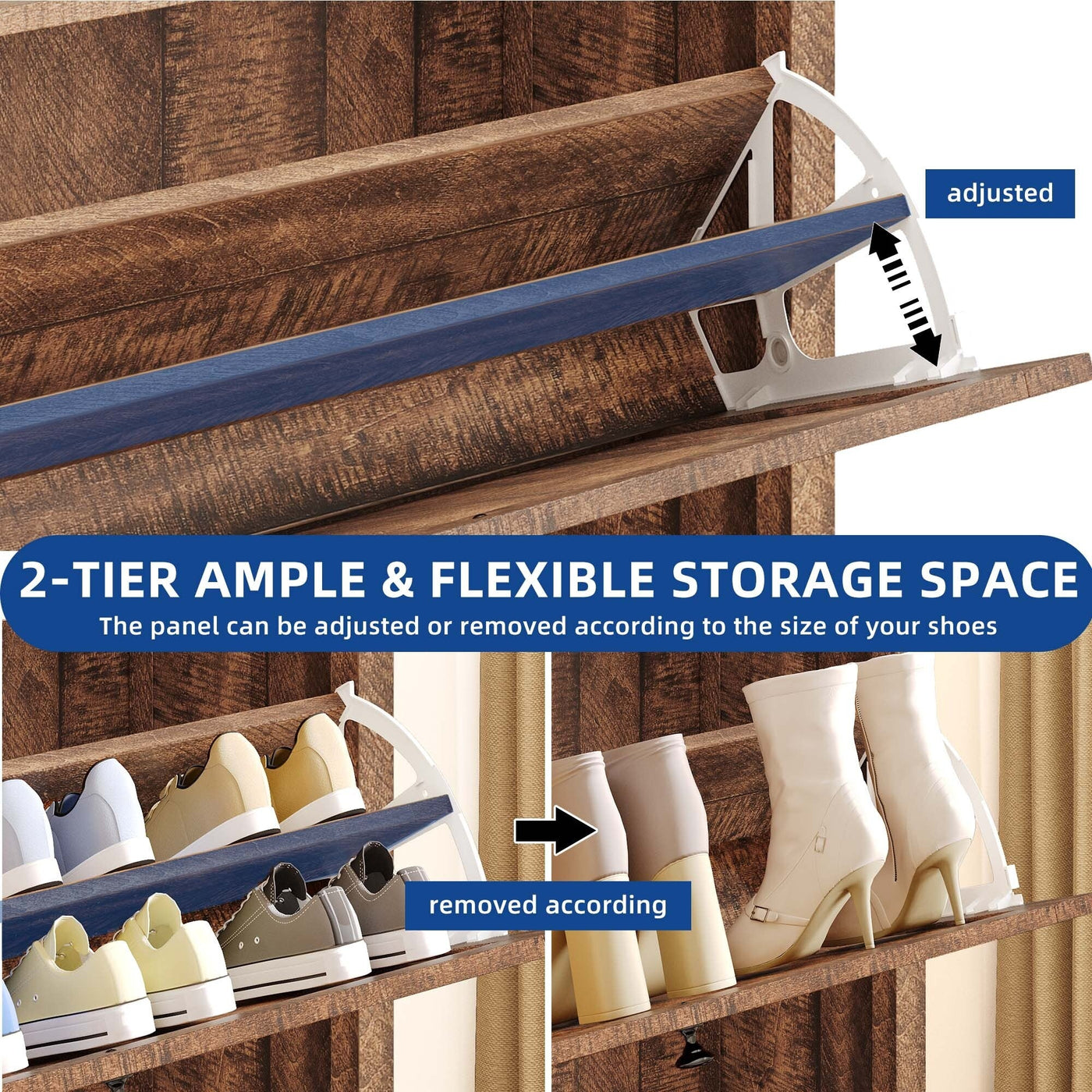 Moasis Shoe Storage Cabinet Organizer with 2 Compartments for Entryway Hallway