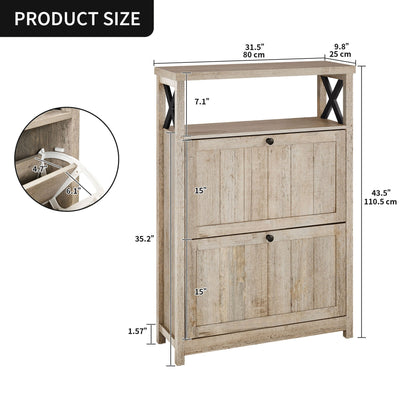 Moasis Shoe Storage Cabinet Organizer with 2 Compartments for Entryway Hallway