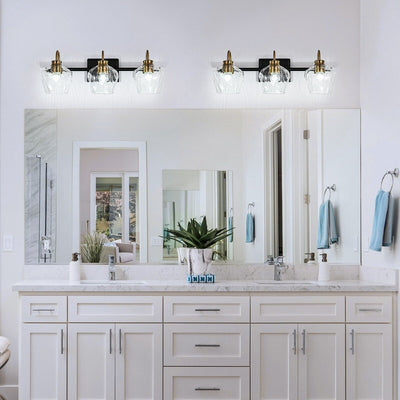 Modern 3/4-lights Bathroom Dimmable Vanity Lights Wall Sconces with Glass Shade