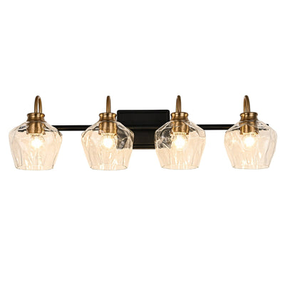 Modern 3/4-lights Bathroom Dimmable Vanity Lights Wall Sconces with Glass Shade
