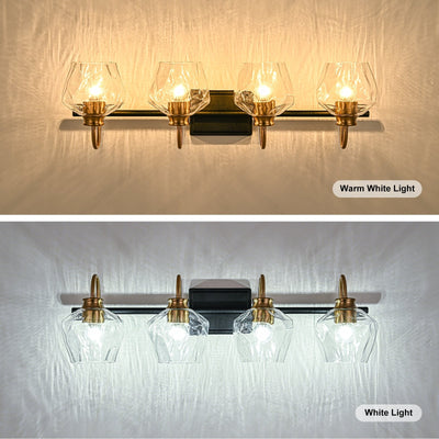 Modern 3/4-lights Bathroom Dimmable Vanity Lights Wall Sconces with Glass Shade