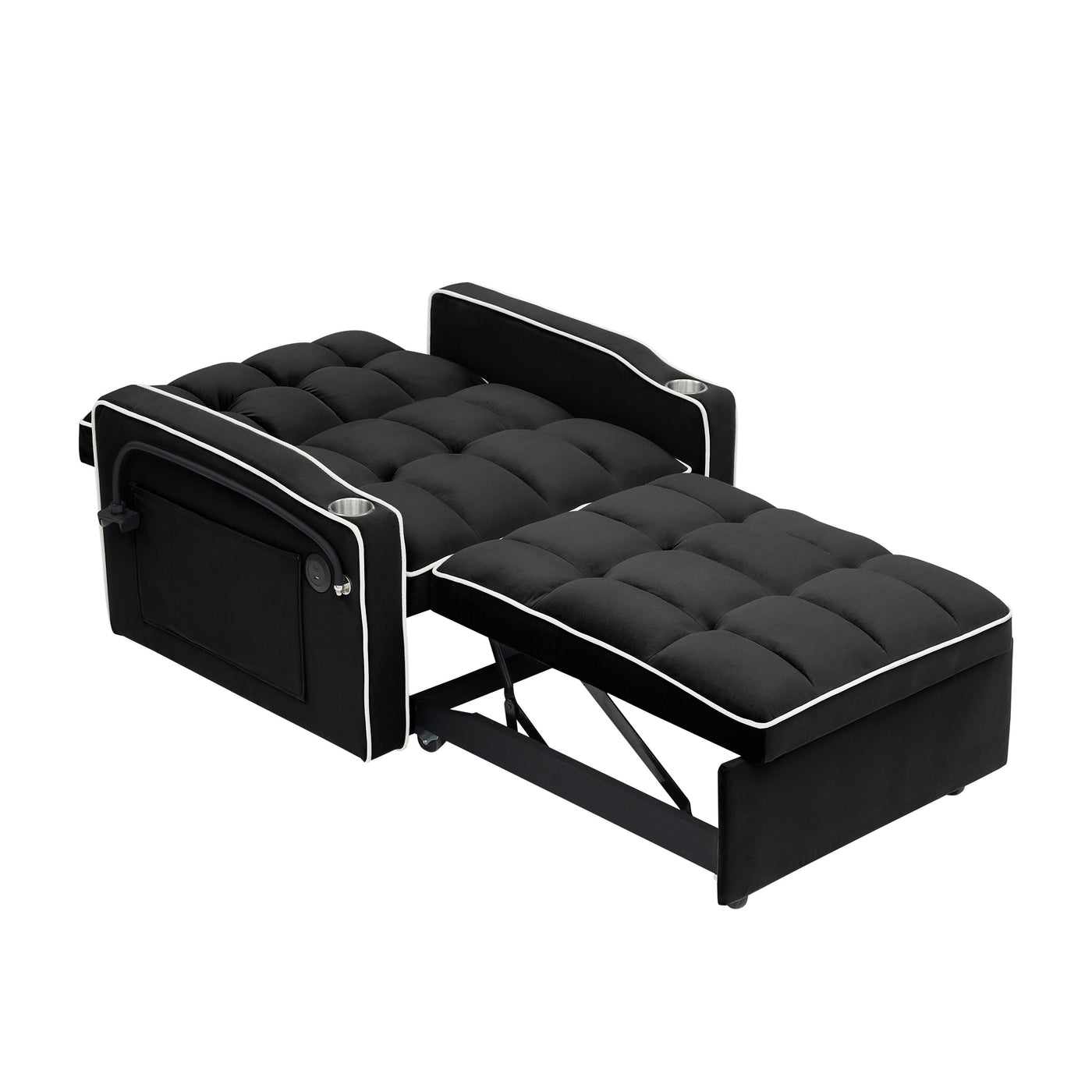 Modern 70.86 3 in 1 Single Convertible Sofa Bed with Adjustable Back and USB Charging Port for Living Room