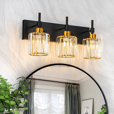 Modern Dimmable Crystal Bathroom Vanity Light Wall Sconces with Crystal Shades