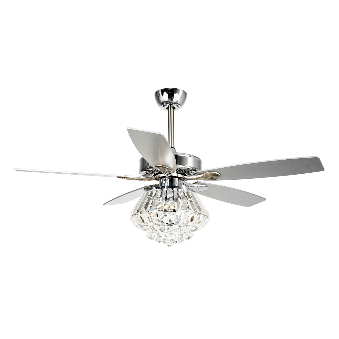 Modern Chrome 52-inch Crystal Chandelier Ceiling Fan with Remote