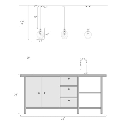 Coria Mid-century Modern Brass Pendant Light 1-Light Chic Dimmable Kitchen Island Lamp Fluted Glass Dining Room