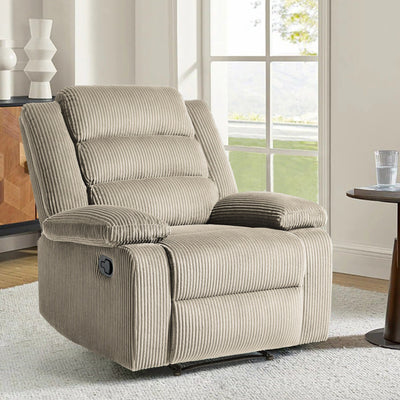 Modern Corduroy Manual Recliner Chair, Lounger Adjustable Recliners with Wide Armrest
